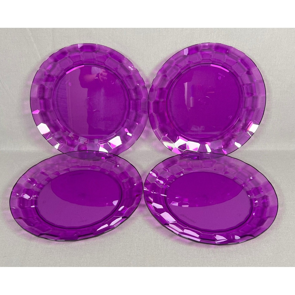 Tupperware Ice Prisms 8" Round Acrylic Elegant Plates 4pc Set Purple  New